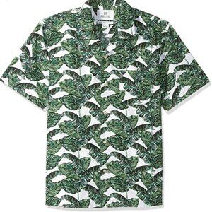 28 Palms Hawaiian Shirt Men 4XL Green White Leaves
